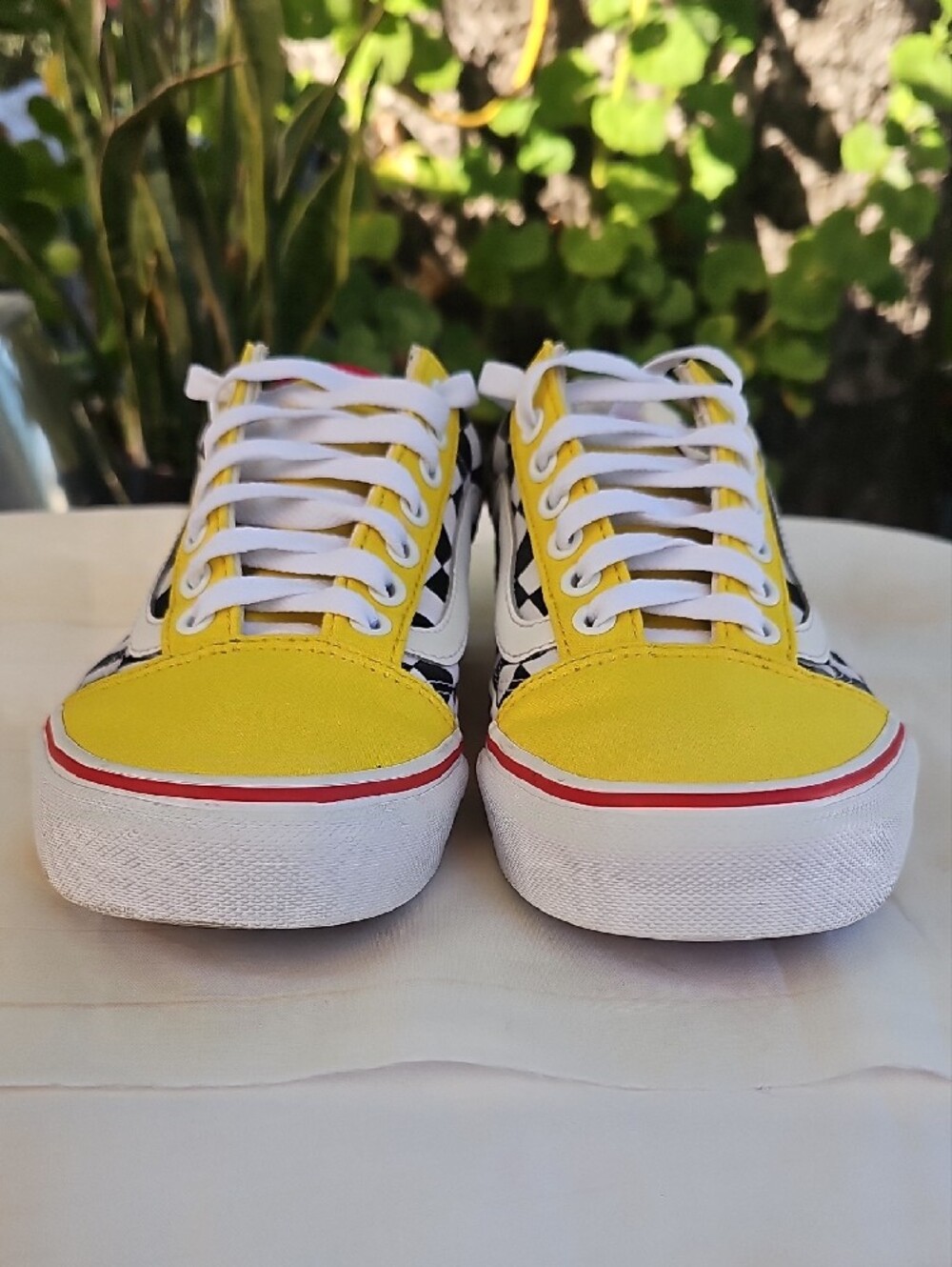 Vans Womens Checkerboard Low Top Sneakers - Yellow/Black/White - Picture 7 of 13